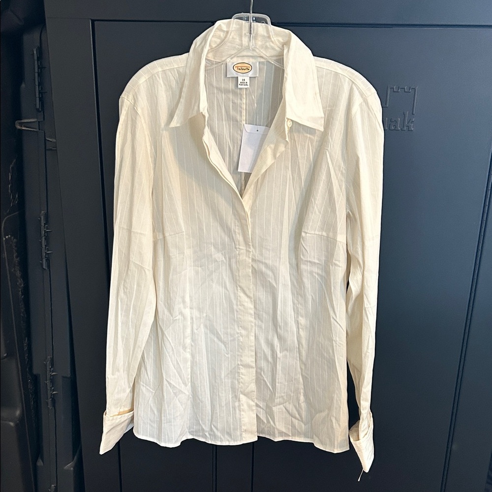Talbots Women’s Blouse Ivory Size 14 Long Sleeve Capsule Office Career Spring